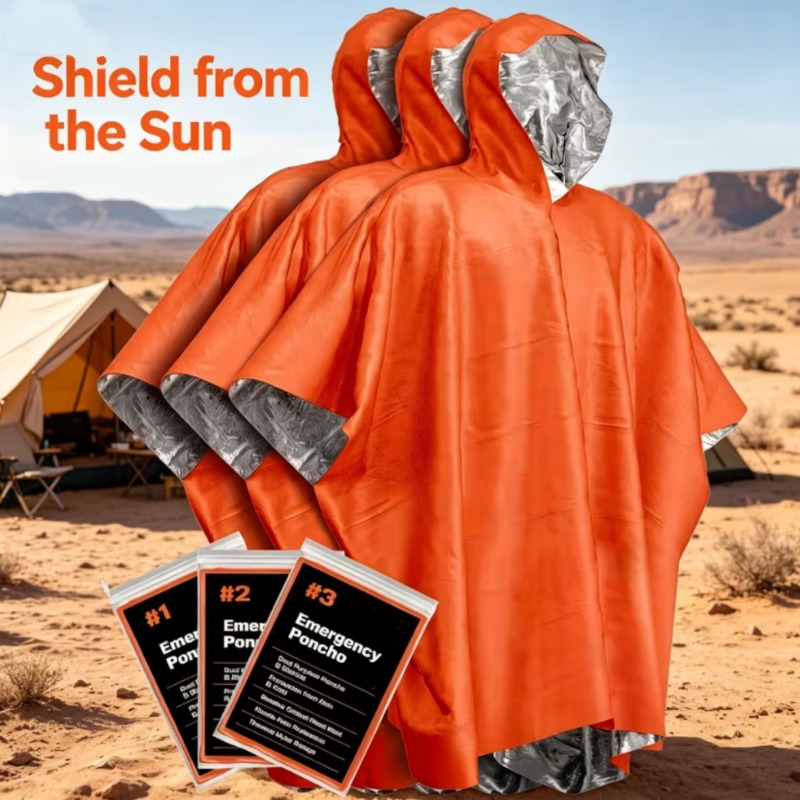 Emergency Poncho Rain - 1-5PCS Multifunctional Survival Raincoat Emergency Blanket