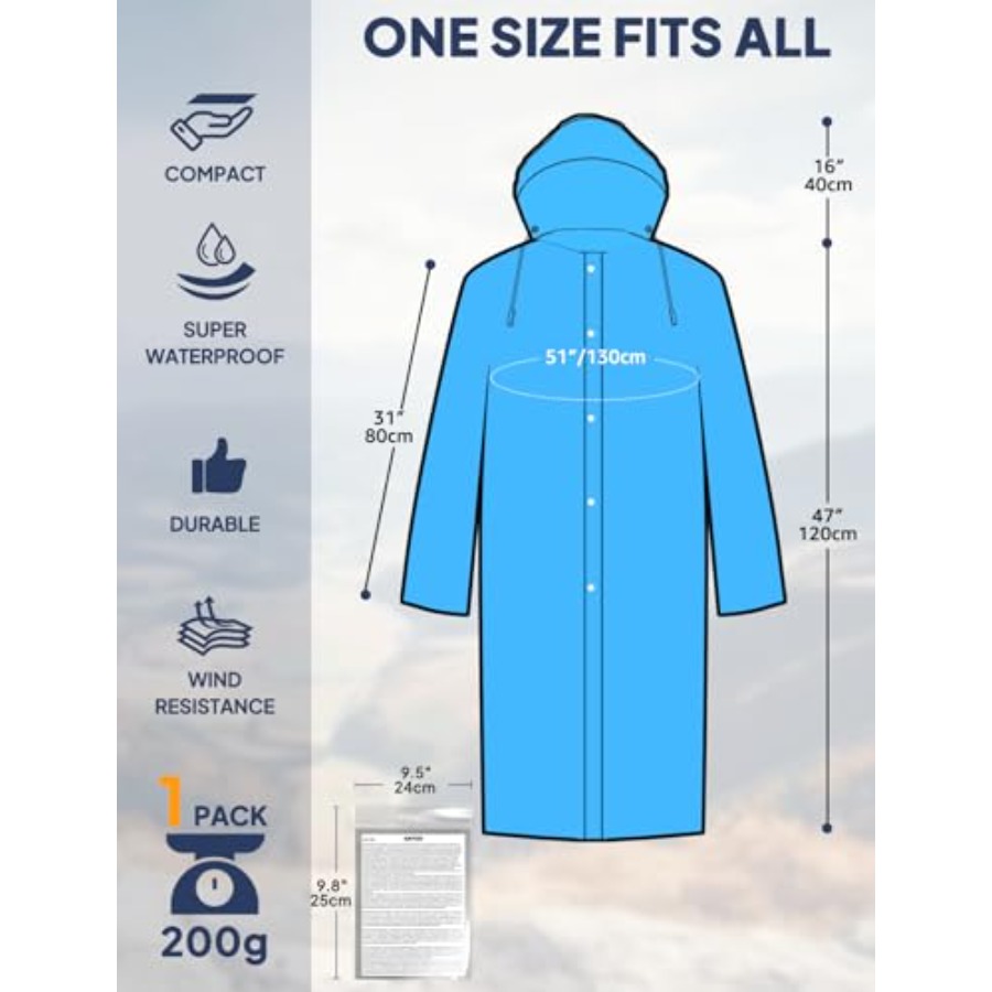 ANYOO 2-Pack Rain Ponchos for  - огляд і ціна Emergency Poncho Rain